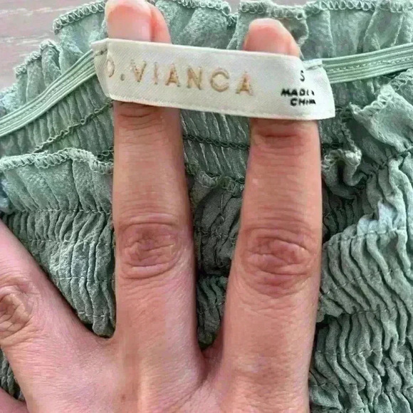 O Vianca mint sheer crop top puff sleeve size small S - Picture 6 of 8